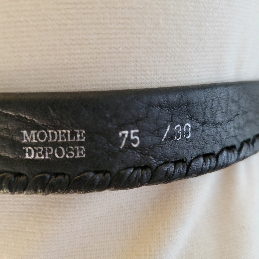 Gilles Herve Paris Women’s Black Leather Side Stitched Belt - Picture 10 of 13